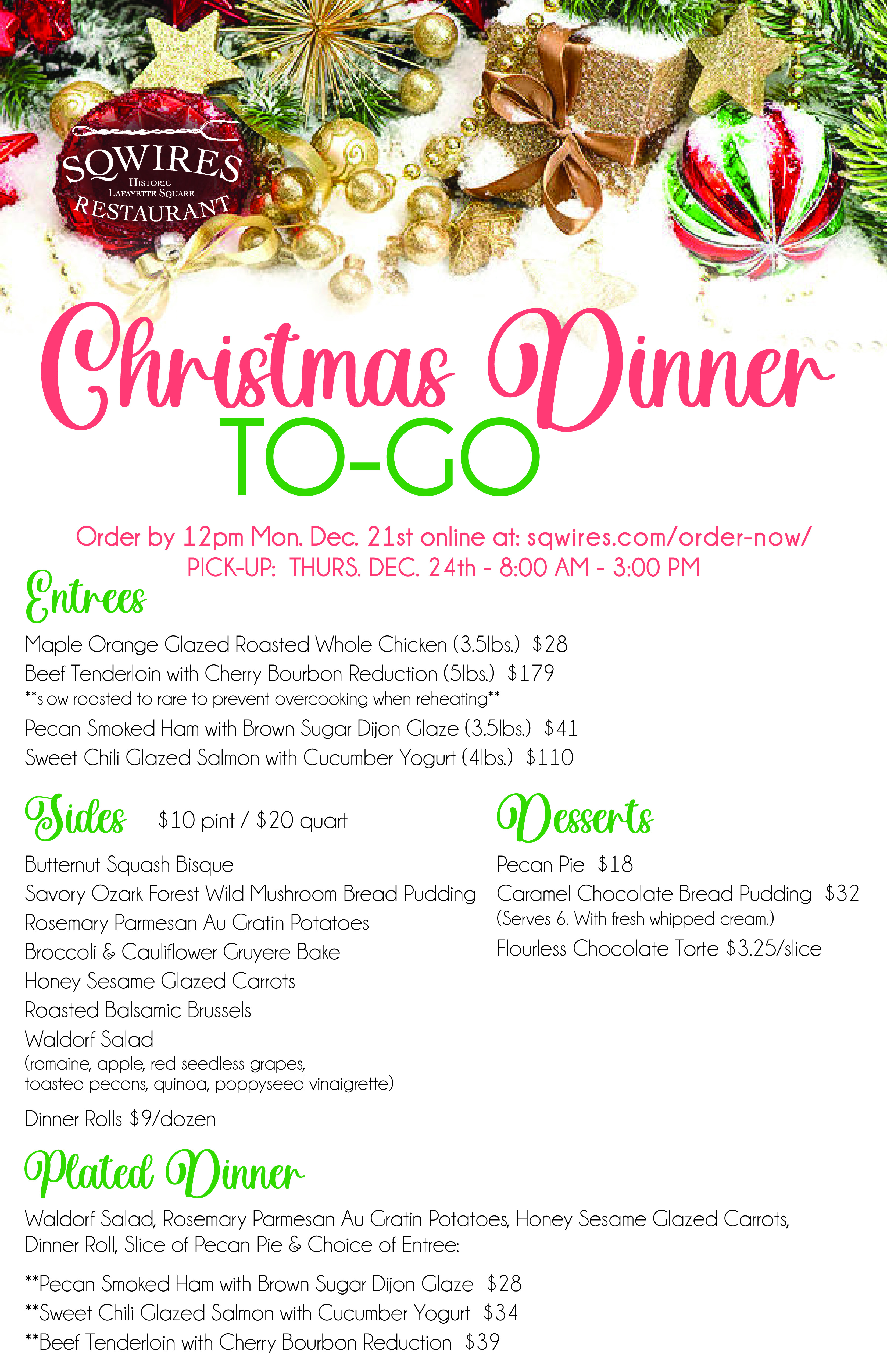 Christmas dinner to-go